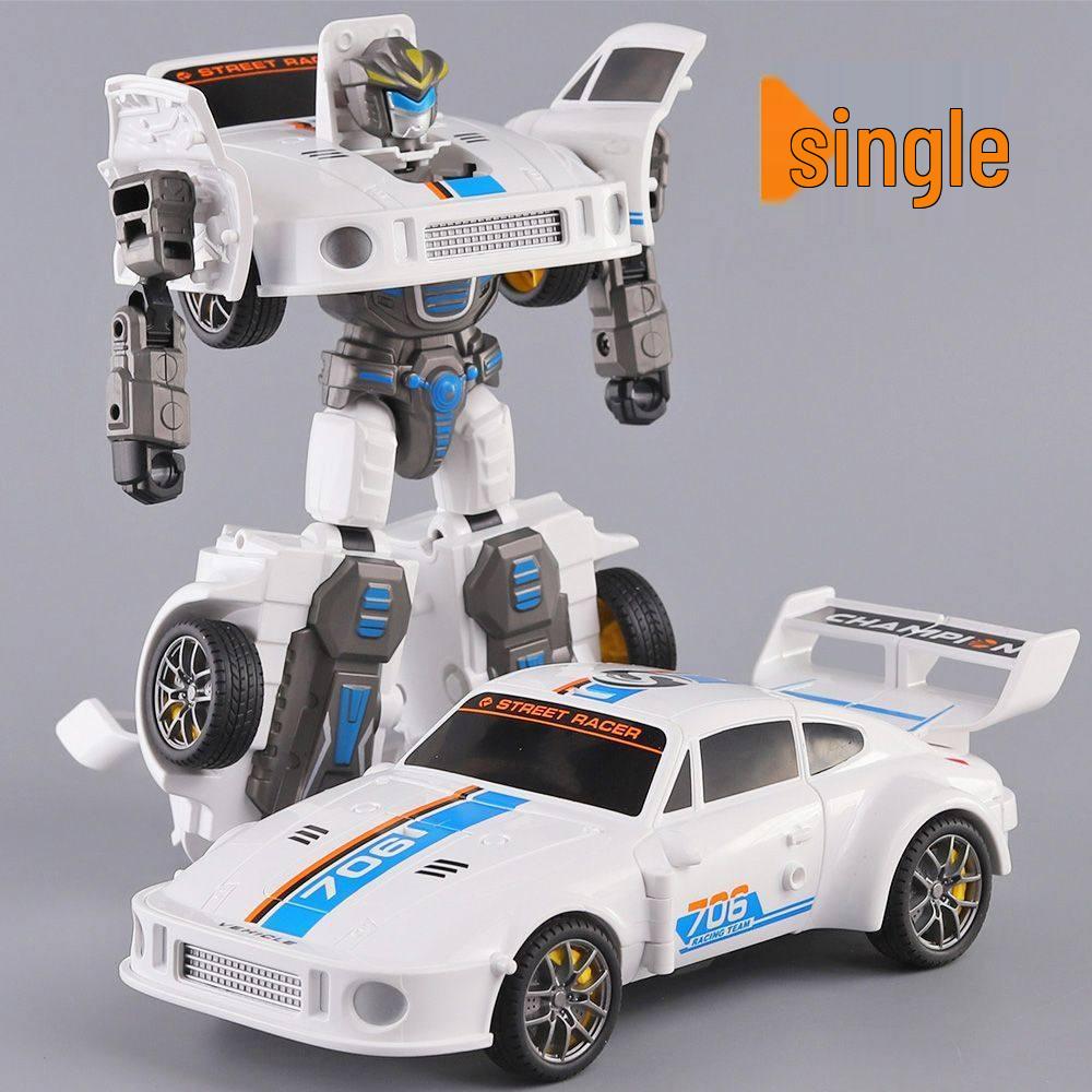 Transforming Robot Racing Car: Child's Inertial, Drop-Resistant Sports Model