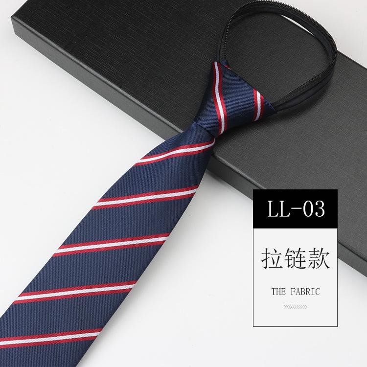 Tie Men'S, Business Zipper Work Security Shirt Striped Red Blue 8Cm Knot Free Easy To Pull