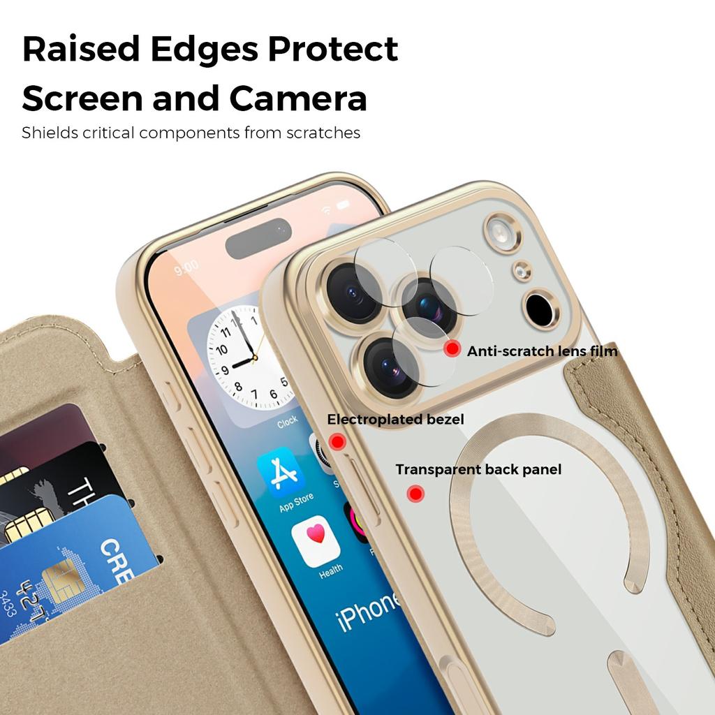 For iPhone 17 Pro Max Case Compatible with MagSafe RFID Blocking Leather Phone Cover