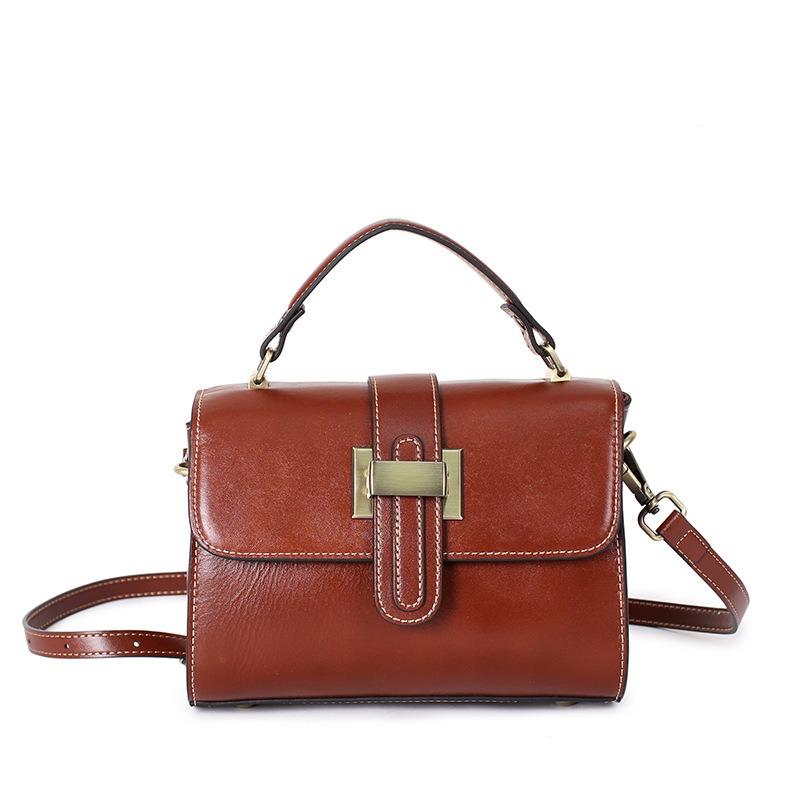 Leather Women's Bag Small Bag Messenger Bag Women's New Retro Handbag Commuter Shoulder Bag