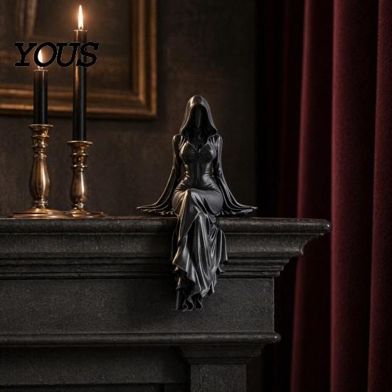 Decorazione Stanza Stile Vittoriano Statuetta Dea Mietitore Stampata 3D, Scultura Figura Incappucciata Eterea, Statua Dama Oscura Collezionabile Fantasy Gotico per