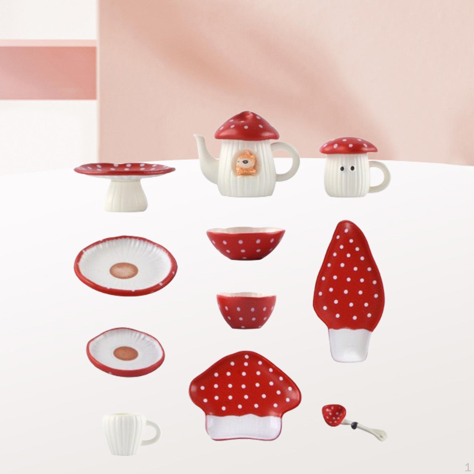 

Кукольный домик Гриб Столовая посуда Кулинарные игрушки Игрушка 1/6 Масштаб Сувениры для вечеринок Кухонная игрушка Моделирование красный
