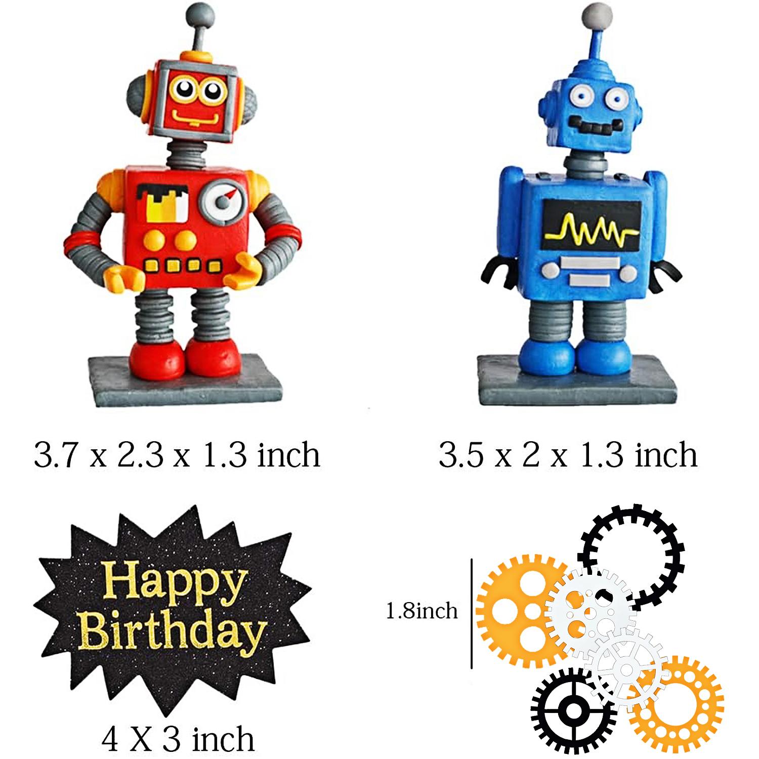 Topper per torta robot per ragazzi Decorazioni per cupcake a tema robot Statuetta robot per festa di compleanno