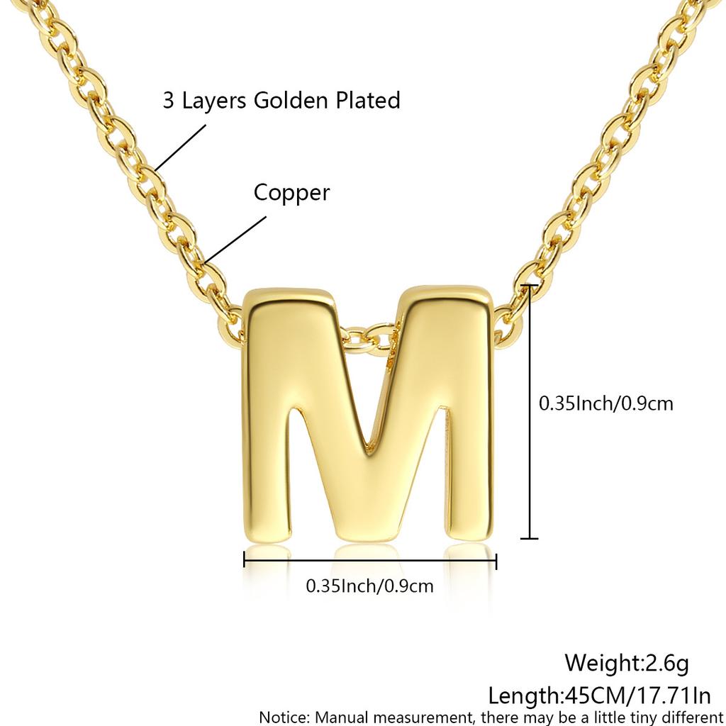 26 Large Capital English Letter Necklace Polished Smooth Hole-Punched Pendant Fine Chain Women's Item