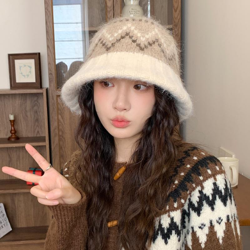 

Fleece Warm Bucket Hat Autumn and Winter Women s Bucket Hat Plush Basin Hat Ear Protection Pullover Hat Fashionable Thick Design for Autumn and Winter One Size