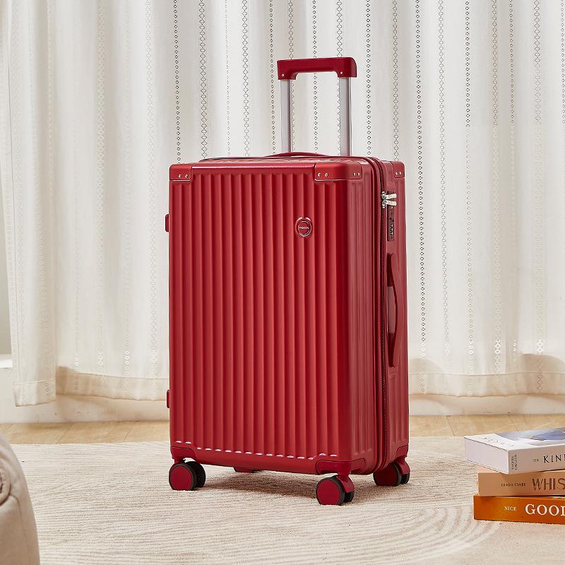 

Красный свадебный сундук с приданым: Новый чемодан на колесиках для невест и женихов, с кодовым замком и кожаной отделкой. 20-inch