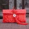 Faux Silk Red Envelope Chinese Wedding Red Pocket Lucky Money Hongbao Card Cash Envelope with Chinese Knot for New Year Spring Festival Wedding