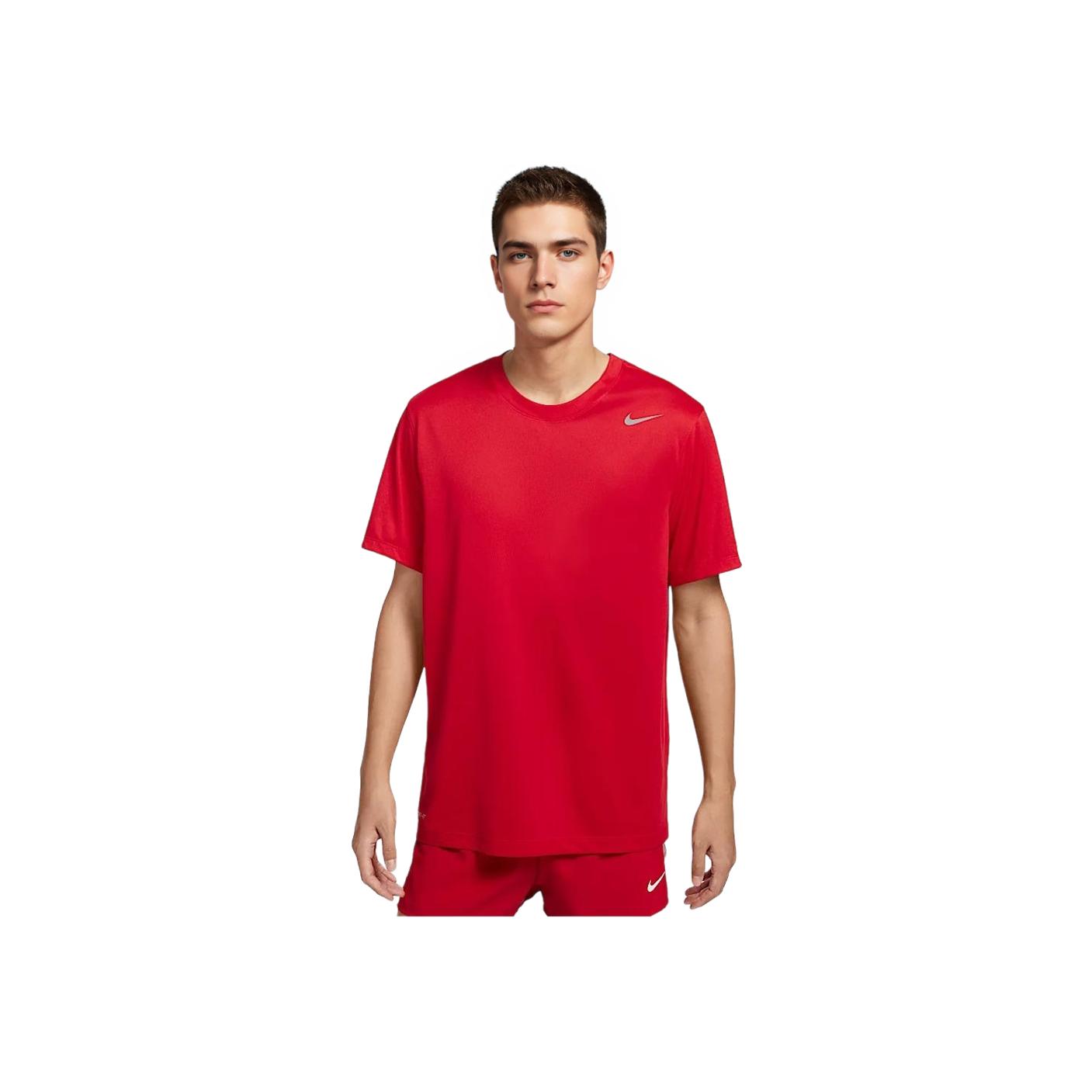 Nike Men's Red Dri-Fit Team Legend Logo Crew Neck Quick-Dry Short Sleeve T-Shirt Tops University- Ib8898-657 Cm