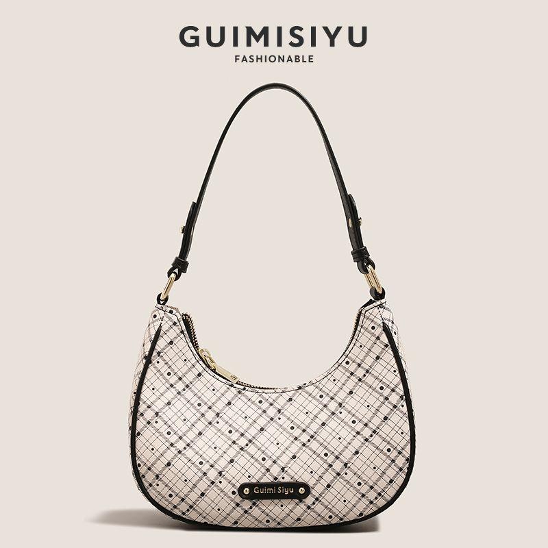 

Guimisiyu Crescent Bag 2025 New Girls Birthday Gift Commuter Underarm Bag High-Grade Shoulder Bag Beige White(Concerned about the shop gift bag)