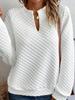 Moletom de Malha Feminino, Tamanho M, Gola V, Manga Longa, Casual, Pulôver, Caimento Solto, Top Confortável Para Uso Diário, E Passeios, Moda Outono, Inverno
