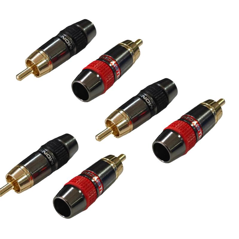 2/6/10 Pcs Gold-Plated Copper Lotus Solder Plug - Male Audio & Video Red-Black Extension Connector