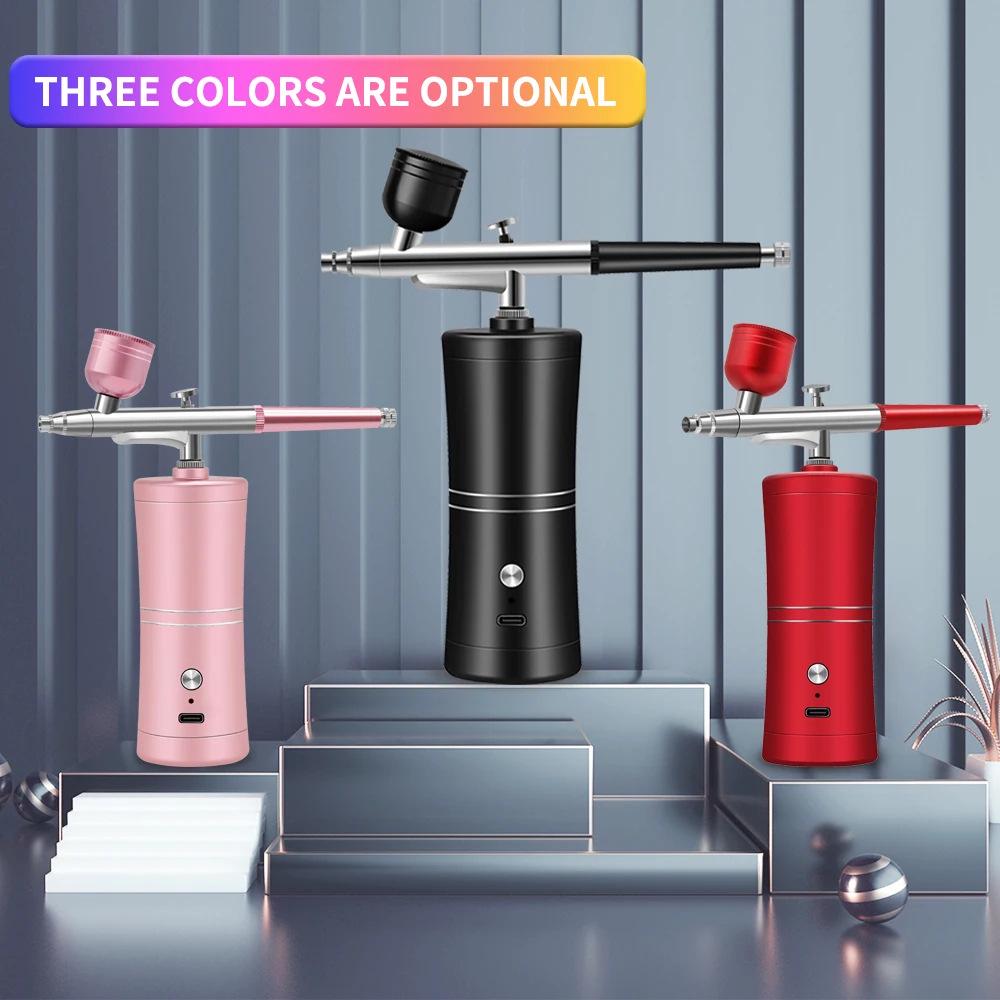 Portable Rechargeable Airbrush for Nail Art, Model Coloring, Spray Paint, and Hydration - Mini Spray Gun.