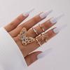 2025 New Creative Wind Butterfly Diamond Open Ring Set Star Moon Five-piece Ring Set
