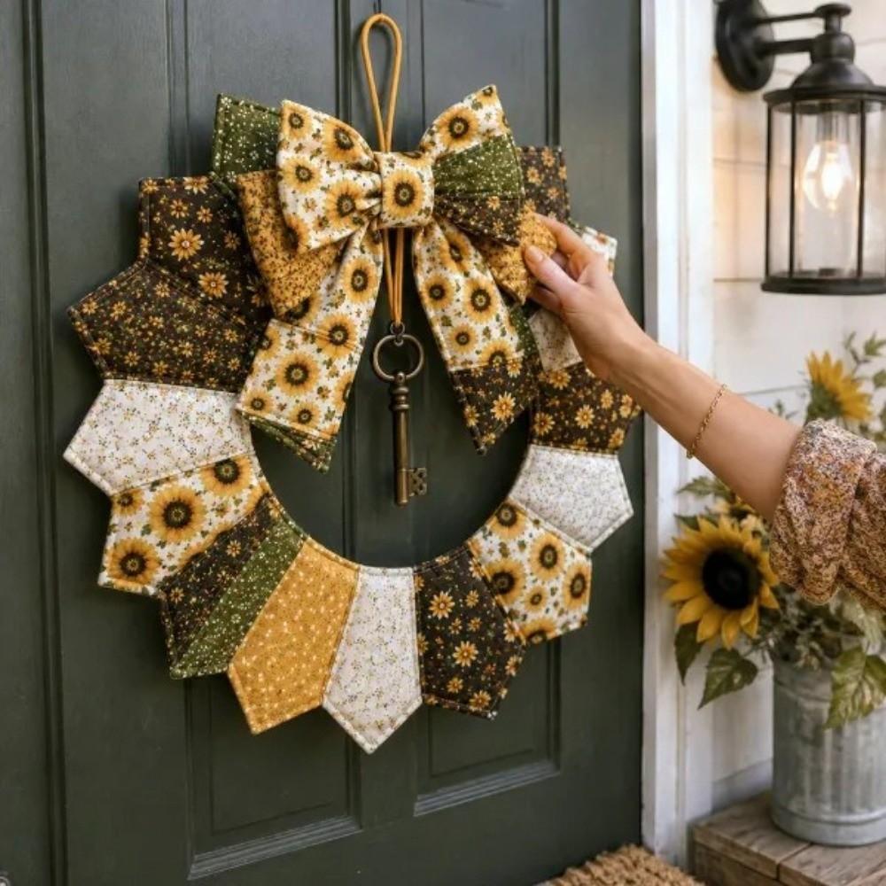 Santa Claus Christmas Quilted Wreath Craft Kit Door Hanging Xmas Craft Kit Front Door Decor