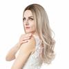 Blonde High Density Temperature Synthetic Wig for Black/White Women Glueless Wavy Cosplay Hair Wig