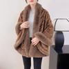 Autumn and Winter Plus Velvet Thickened Big Fur Collar Sequined Shawl Women's Fashion Short Cloak Top