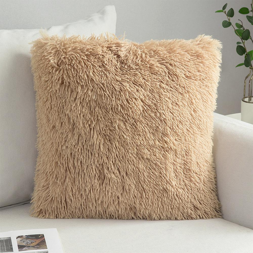 Solid Soft Fluffy Plush Cushion Cover Sofa Decorative Pillow Cover Home Pillowcase Shaggy Fur Cushion Cover Home Textile Decor