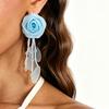E11901 Gentle Lady Three-dimensional Flower Beaded Fringed Earrings Super Fairy Sweet Mori Pastoral Earrings Earrings