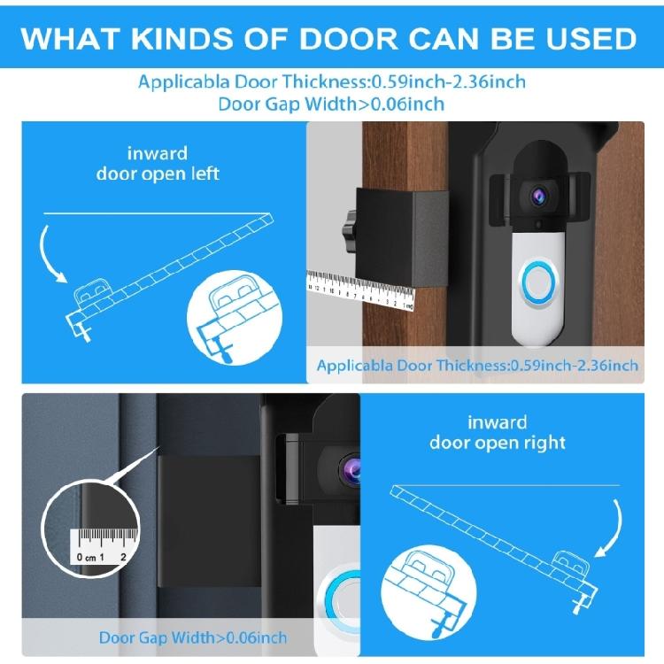 Protective Outdoor Video Doorbell Mount with Hood , No Drilling Required for Easy Setups for Video Doorbell 4/3/3 Plus/2