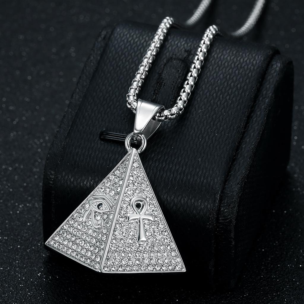 European and American Personalized New Jewelry, Gold-plated Full Diamond Pyramid Eye of Horus Pendant Necklace 2026