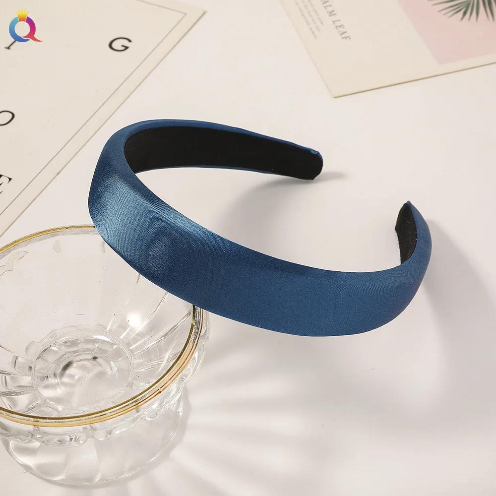 1pcs Satin Sponge Headband for Women Solid Colors Thick Hair Hoop Hairband Fashion Hair Accessories