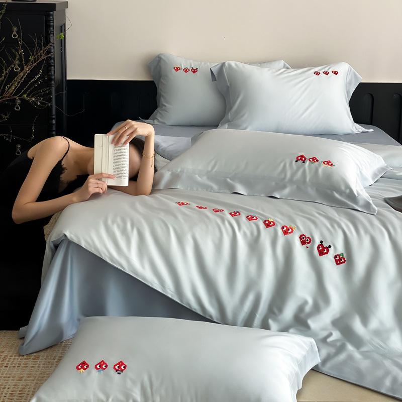 

Class A Lenzing Tencel 4pcs set Silky smooth Tencel cotton 4pcs set Class A maternal and infant grade high-grade summer bedding 1.5m bed sheet 4pc quilt 2*2.3m