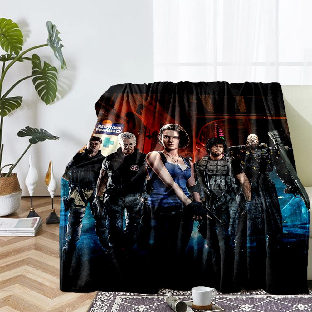 Resident Evil Theme Printed Blanket - Perfect for Couch, Bed, Travel & Outdoor Use | Machine Washable, Cozy & Durable.
