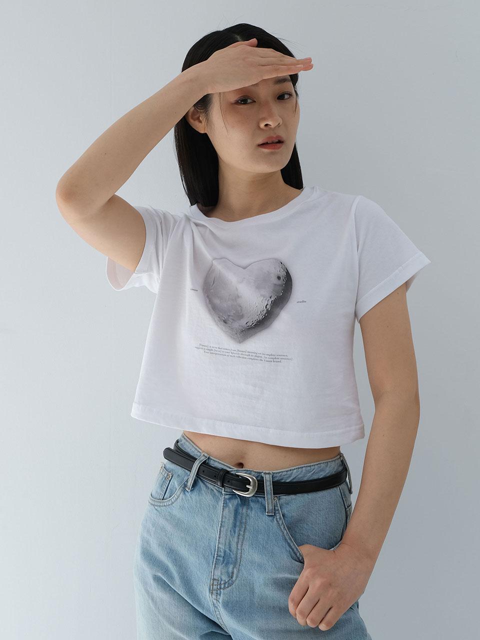 Bemon Heart Moon Crop Top_White