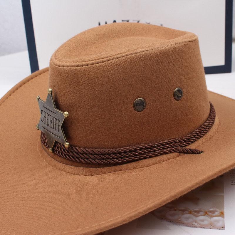 INS Unisex Moterys Vyrai Imitacija Zomša šešiakampė žvaigždė Šerifas plataus krašto apsauginis kremas nuo saulės Kepurėlė Beach Cowboy Cowgirl Vakarų kepurė