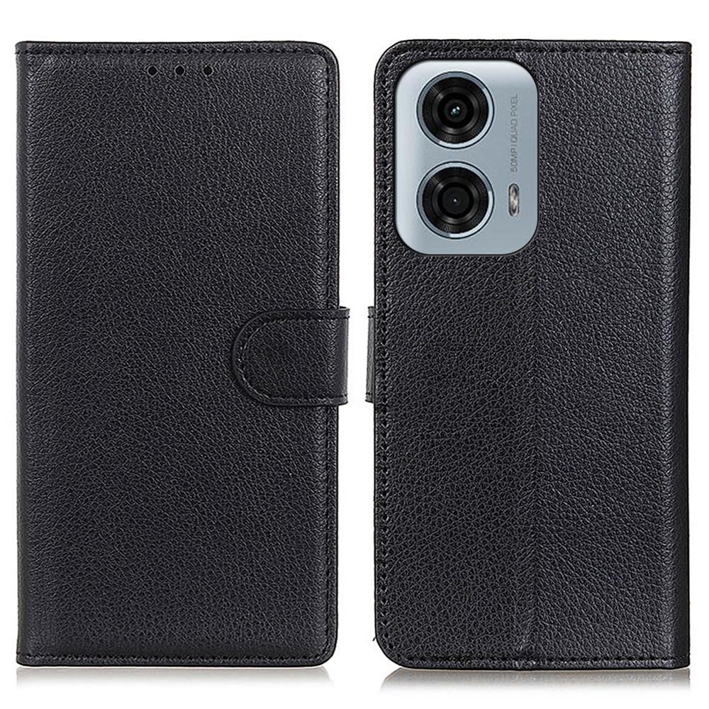 For Motorola Moto E14 4G/G04 4G/G04s 4G/G24 4G Case Litchi Texture Stand Phone Protective Cover