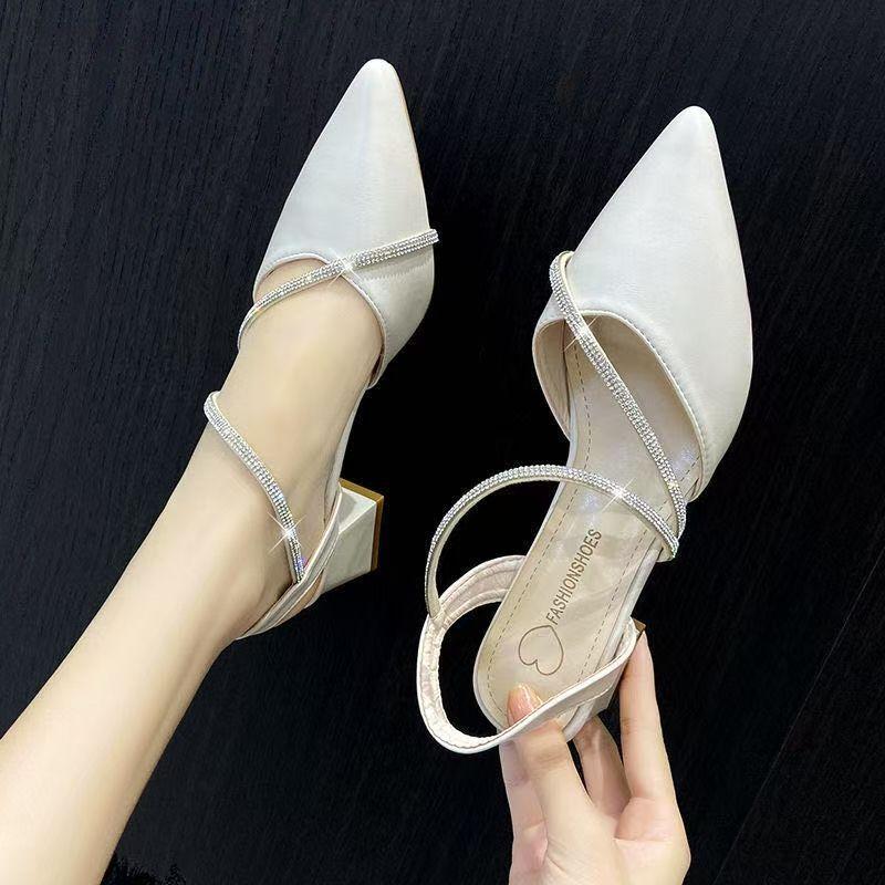 Fairy style with skirt sandals female summer new thick heel medium heel bag head high heel versatile fashion women's shoes
