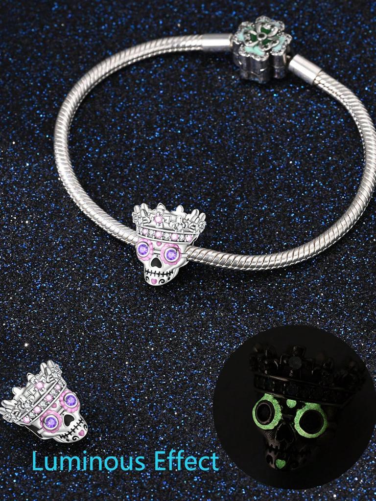 Charms Plata Halloween Sun Rose Skull Beads Charm Copper Plated Fit Copperoriginal Bracelet For Jewelry Making Diy Charm