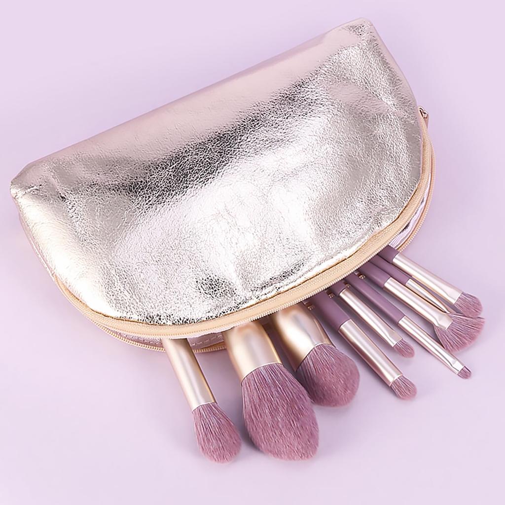 ENZO KEN Purple Makeup Brush Set with Gold Travel Colorful Vegan Eyeshadow Brush Face Contour and Blush Brush Beauty Set with Pro Cosmetic Blend