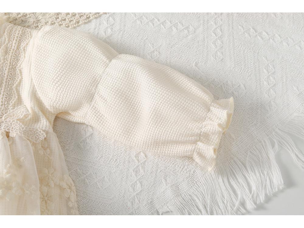 Set Abito in Pizzo e Tulle e Tutina per Neonato - Outfit Completo per il Primo Compleanno con Pantaloni Harem