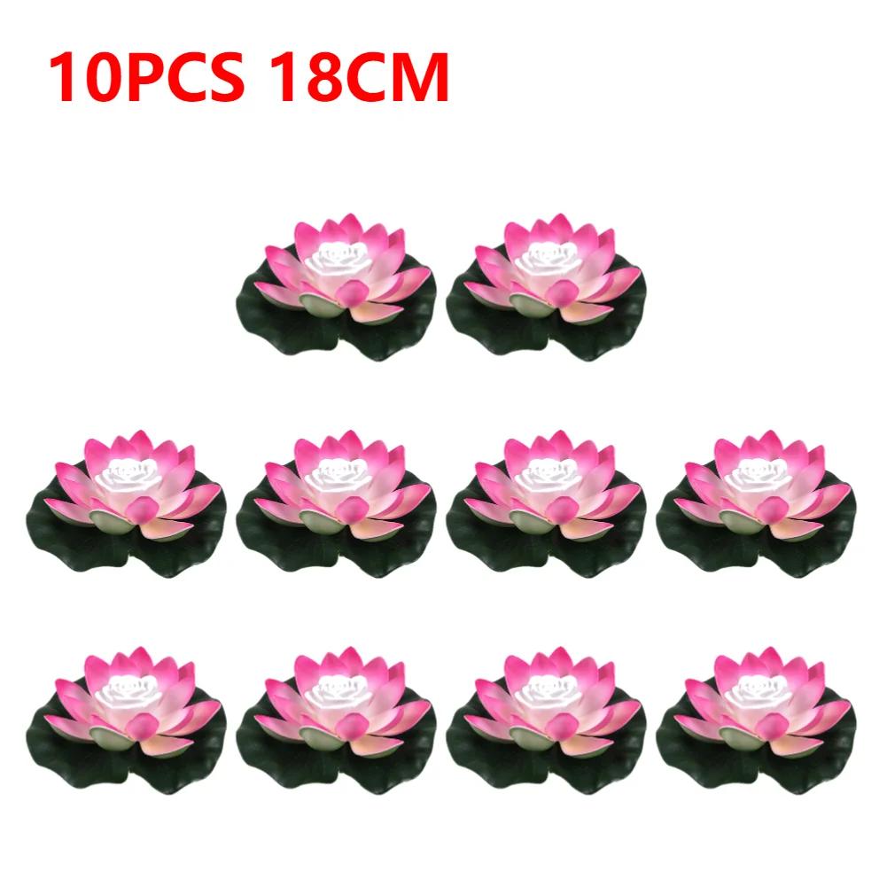 20-1Pcs Energy Saving Solar Powered Lamp Night Light LED 18cm Artifical Floating Lotus Garden Pool Pond Fountain Decoration