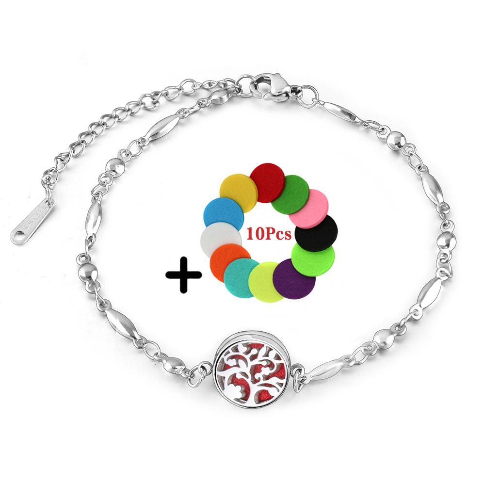 New Aromatherapy Locket Bracelet 12mm Essential Oil Diffuser Perfume Bangles Tree of Life High Quality Stainless Steel Jewelry