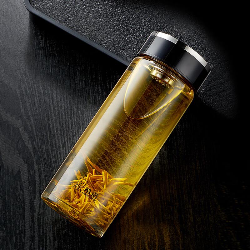 Heenoor Portable Single Layer Borosilicate Glass Tea Infuser Bottle