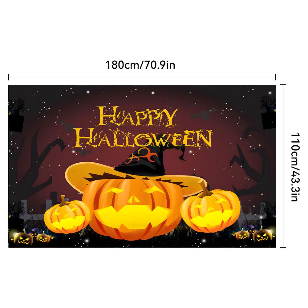 1pc Horro Halloween Party Backdrop Night Moon Pumpkin Bat Ghost for Halloween Party Decoration Dustproof Banner Photo Background