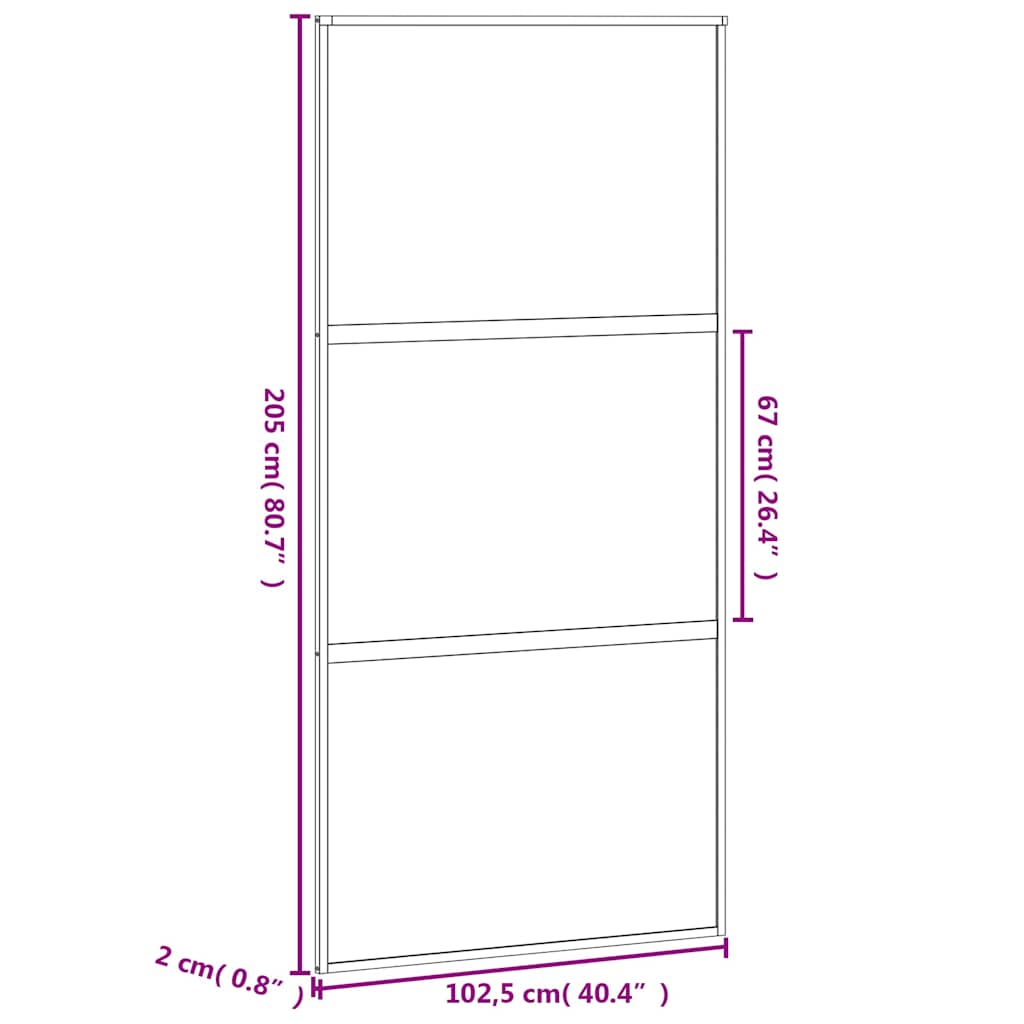 Sliding Door White 102.5x205 Cm Tempered Glass and Aluminum