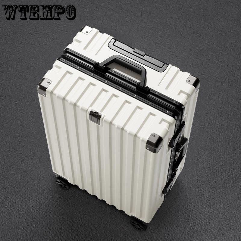 Women's Men's Quiet Spinner Wheel Aluminum Frame Luggage - Durable Large Capacity Suitcase with Combination Lock