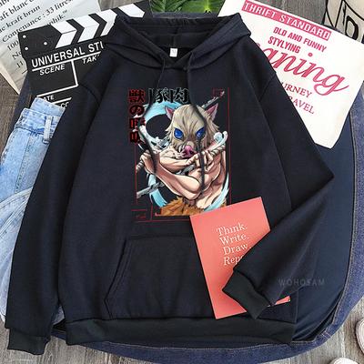 Demon Slayer Harajuku Anime Hoodie Funyy Creative Breath of The Beast Inosuke Graphic Ullzang Vintage 90s Long Sleeve Sweatshirt