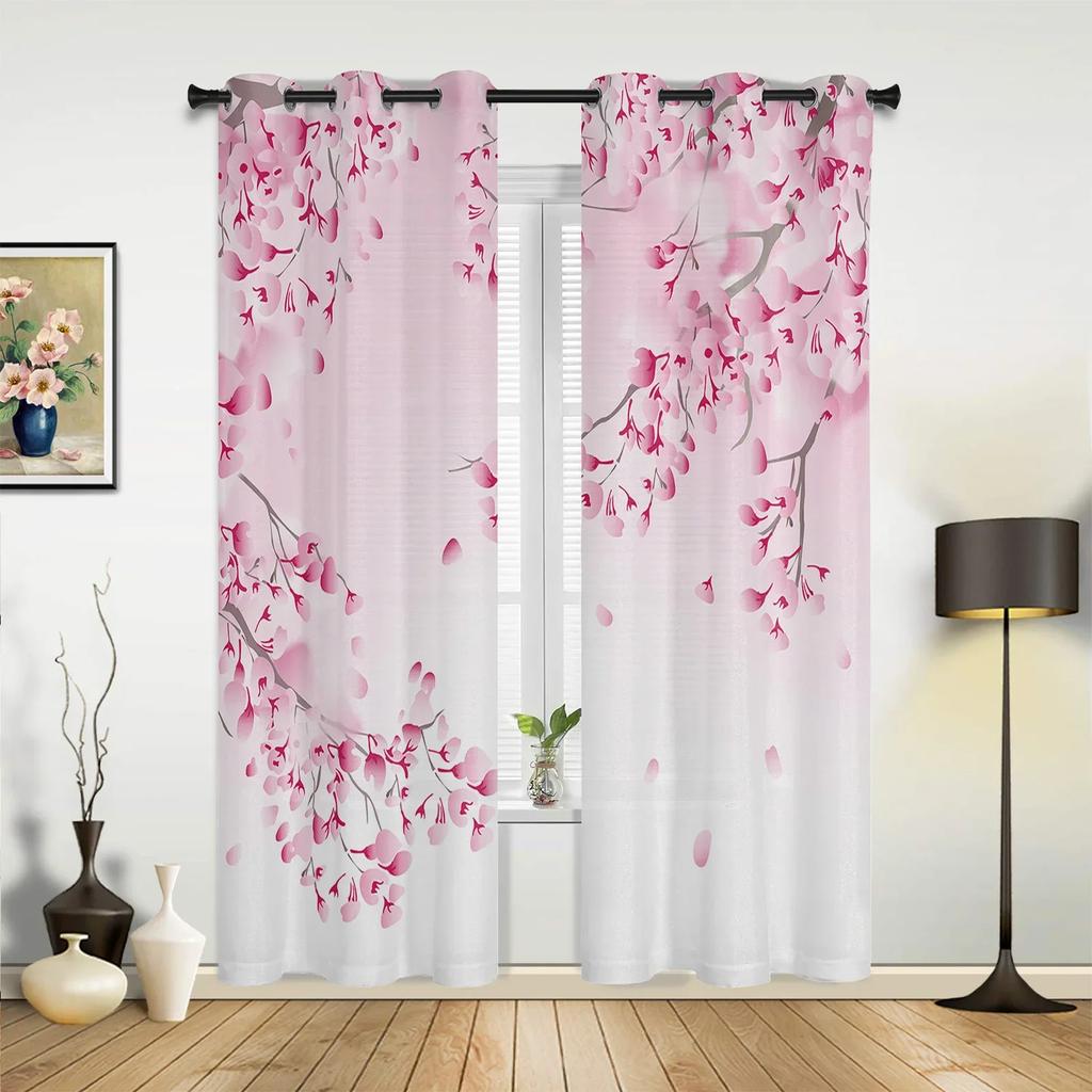 Pink Peach Blossom Flower Curtains for Bedroom Living Room Drapes Kitchen Children's Room Window Curtain Modern Home Decor