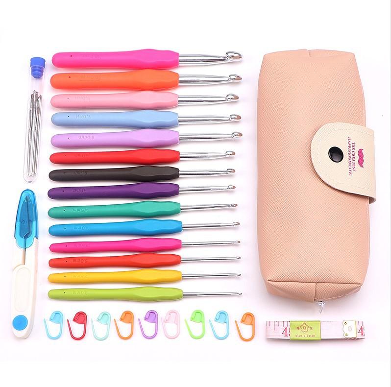 

Tpr Soft Rubber Handle Aluminum Hook Set, Color Sweater Crochet Tool, Diy Knitting Materials
