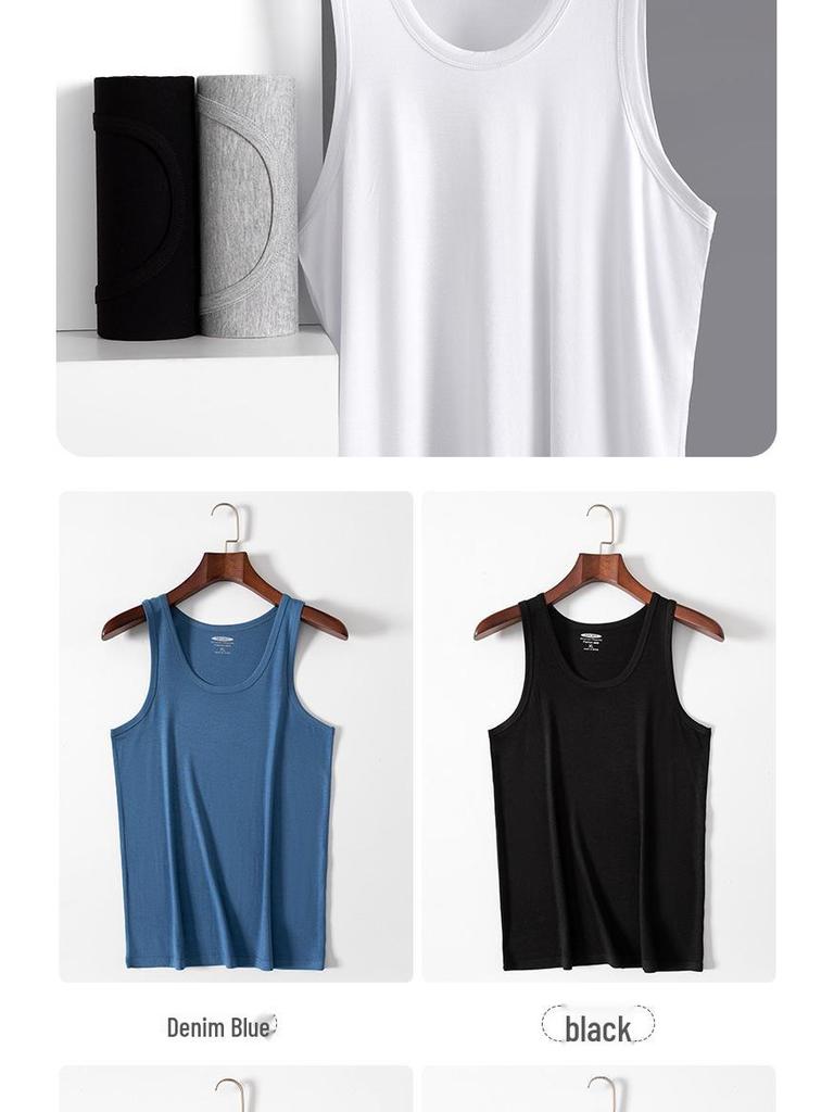 Modal Herren Eisseide Racerback Tanktop - Ärmelloses weißes Unterhemd für Sport & Layering