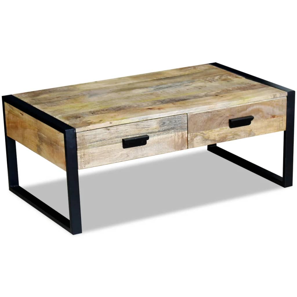 Vidaxl Stolik Kawowy Z 2 Szufladami, Lite Drewno Mango, 100X60X40 Cm