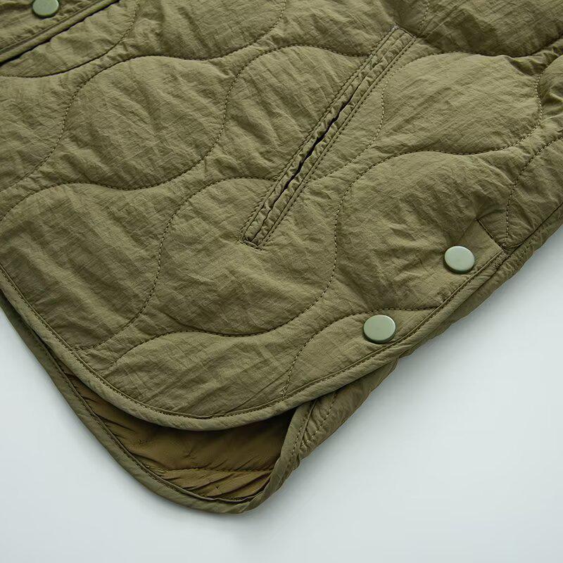 Europäische und amerikanische Damen Frühjahr 2025 Zweifarbige Baumwolljacke