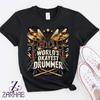 Funny Drummer T-Shirt – World's Okayest Drummer Percussion Drum Snare Slogan, Drummer Gift Graphic Tee