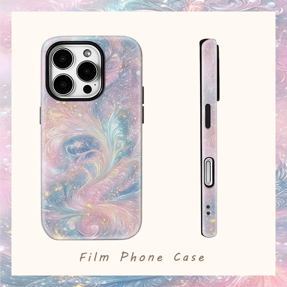 Pastel Galaxy Swirl Phone Case for IPhone 17AIR 16E 16 15 14 13 12 11 17 Pro Max Plus Double-layer Back Cover