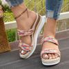 Fashion Bohemia Colorful Woven Strap Slip On Sandals Women Summer Round Toe Wedge High Heel Sandals Deodorization Fabric Insole Shoes