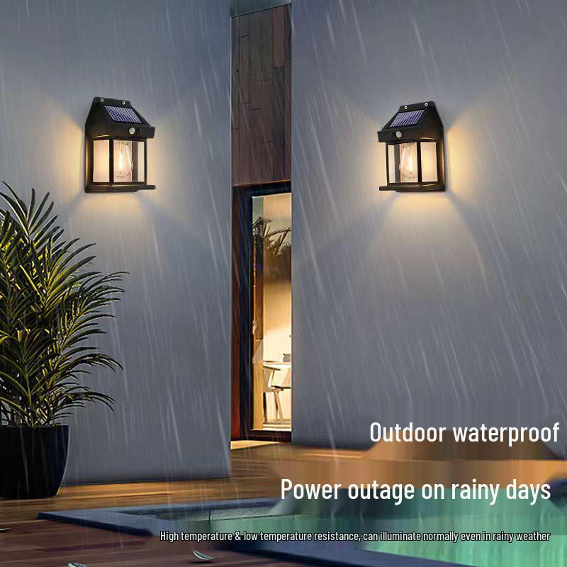 Douyin Solar Wall Light: Outdoor Human Sensing, Villa Courtyard Night Decor with Tungsten Filament